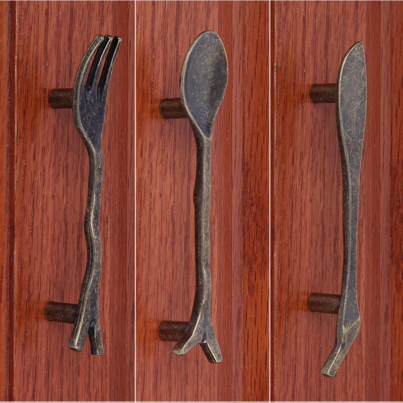 Бронзовая ложка нож вилка выдвижной ящик рукоятка и ручка для шкафа |