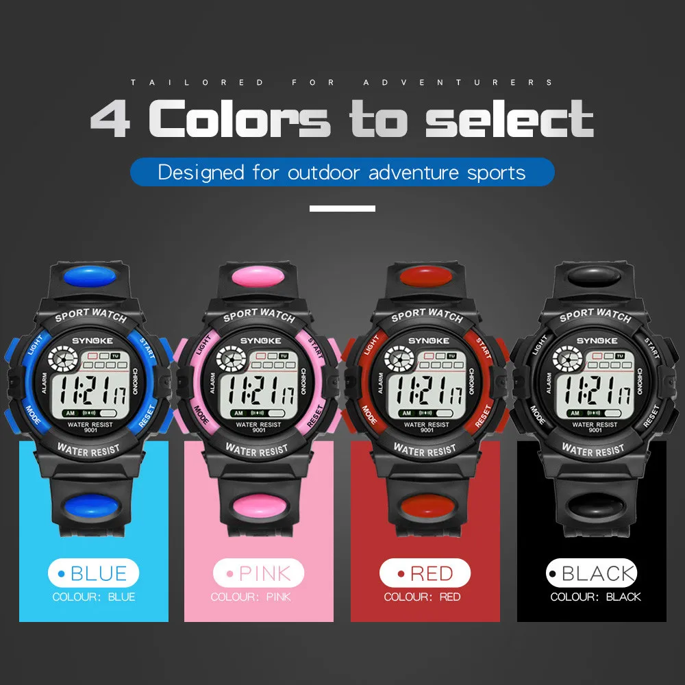 

SYNOKE Kids Watches Boys Girls Multi-Function Life Waterproof Watch Digital Sports Watch Pu Strap Electronic Watches Gift 40*