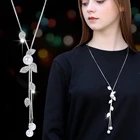 Женское винтажное ожерелье BYSPT, длинное ожерелье с листьями и жемчугом, ожерелья из искусственного жемчуга