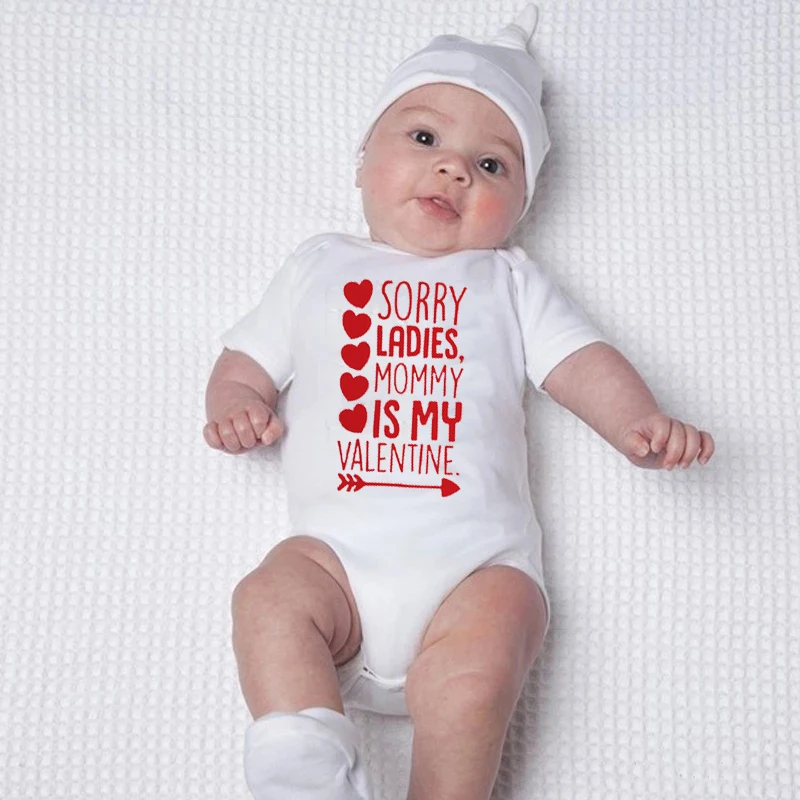 Sorry Ladies Mommy Is My Vanentine Newborn Baby Girls Boys Unisex Infant Outfits Toddler Kids Print Clothes Baby Romper Pajamas