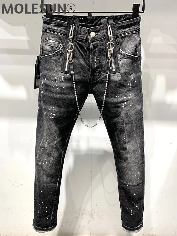 

new european brand dsq mens coolguy jeans pants Men Slim jeans denim trousers zipper black hole Pencil Pants jeans for men 9625