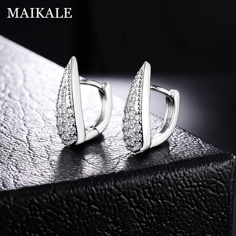 MAIKALE, классические серьги-гвоздики, AAA, кубический цирконий, форма капли воды, золото, серебро, корейский цвет, серьги для женщин, подарок другу