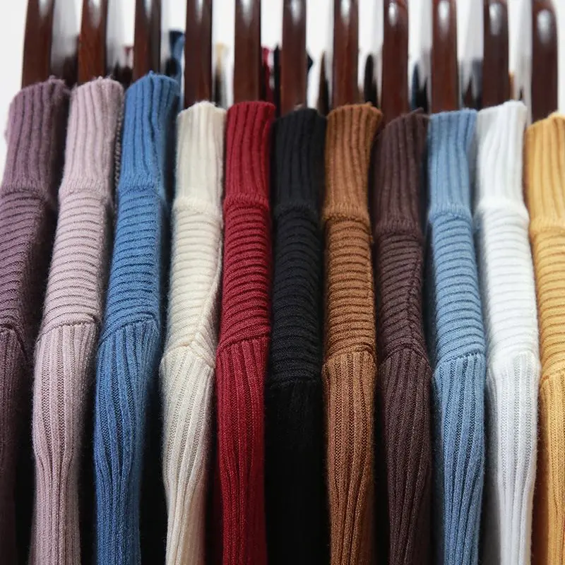 

Women's Sweaters Fall Solid Long Sleeve Knitted Pullovers Winter Half Turtleneck Casual Jumpers Female Candy Colors Sweater W053