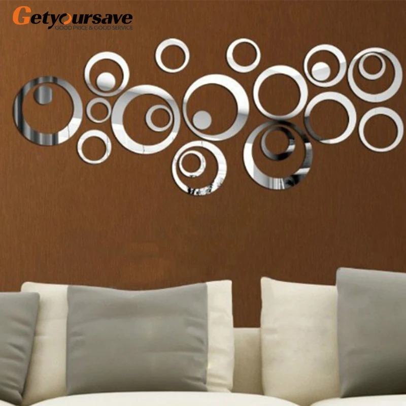 3D DIY круглые настенные Стикеры декоративные зеркальные наклейки для телевизора