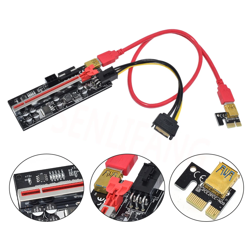 1-10 шт. новейший VER009S USB 3.0 PCI-E Райзер VER009C PLUS VER010-X Express 16x адаптер pcie карта SATA 15pin до 6pin