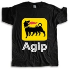 Новая футболка, черные топы для мужчин, новинка, Мужская футболка с логотипом компании AGIP Racing Oil Company, модная футболка, мужские летние топы