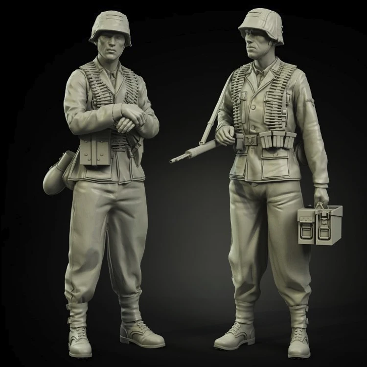 

1/35 World War II Tank Soldier Officer MG-42 team set, Resin Model Soldier, GK, military theme, Unassembled and unpainted kit