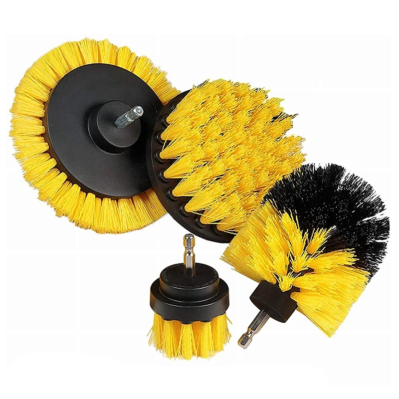 

4 кусков дрель принадлежность щетки комплект подходит для Ванная комната поверхность автомобиля Затирка напольная плитка угловая и Кухня (...