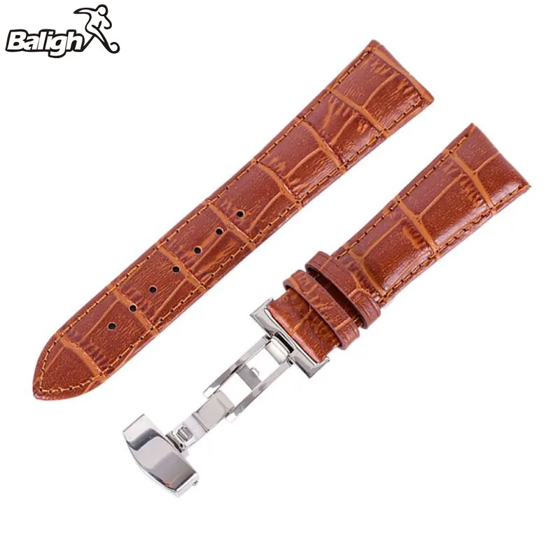 16 24 мм ремешок из натуральной кожи полированная застежка бабочка нержавеющей