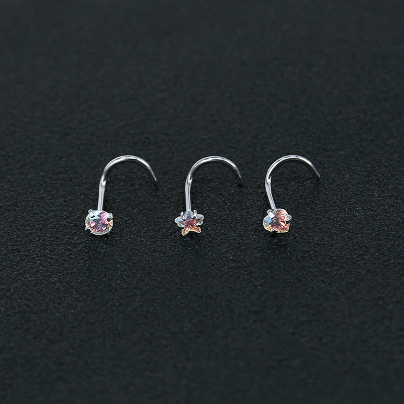 

3Pcs/Set 20G Stainless Steel Crystal Nose Ring Set Piercing Earring Nose Piercing Set ear bone Studs Piercing Body Jewelry