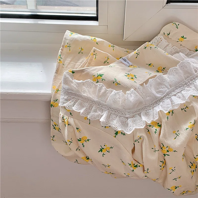 

Girl Nightdress Lace Long Sleeve Floral Comfortable Loose Nightdress Sleepwear Spring/fall 2021 New Vintage Nightgowns
