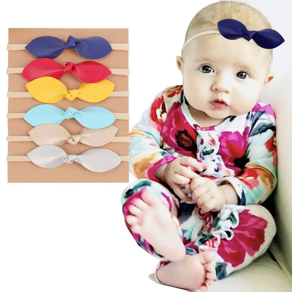 

6Pcs/Set Baby Headbands For Girls Lychee Pattern Sweetheart Knot-bow Elastic Nylon Hair Bands Headband Newborn Hair Accessories