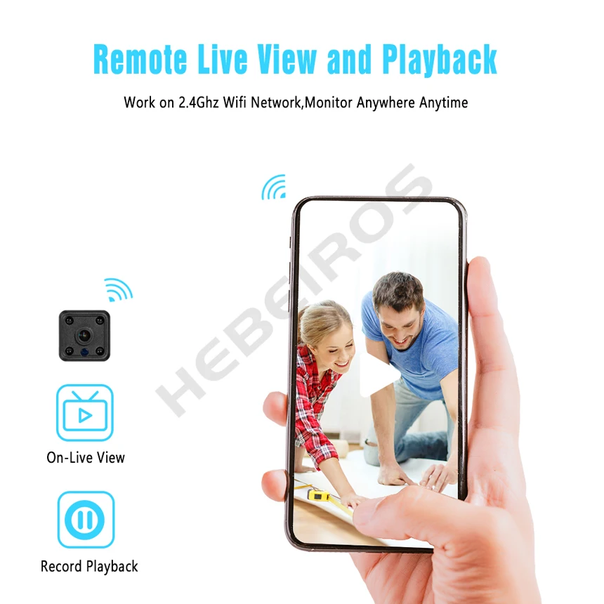 Мини-камера Hebeiros HD 1080P с датчиком движения IP-камера поддержкой Wi-Fi запись DV и аудио