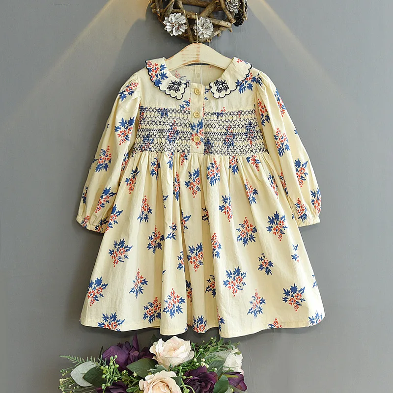 

Kids Clothes Girls Dresses 2022 Spring Autumn New Long-sleeved Floral Lapel Dress Fall Clothes for Kids Kids Dresses for Girls