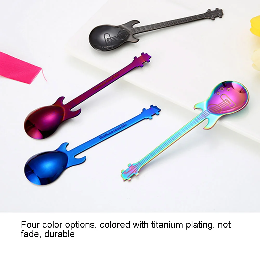 Гитарная кофейная ложка из нержавеющей стали уникальные кофейные ложки розовое