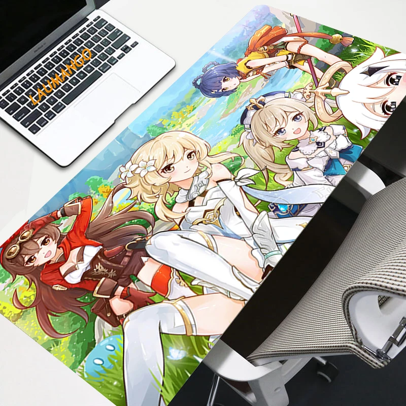 

Cute Genshin Impact Anime Mouse Pad Gamer Desk Gaming Mouse Mat Kawaii Accessories PC Gamer Cabinet Mousepad Company Mausepad