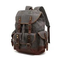 leather backpack for men waxed canvas shoulder rucksack for travel school large capacity travel backpack climbing bag