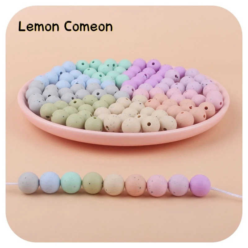 100Pcs Baby Teether Silicone Beads 12mm DIY Chew Pacifier Clips Children Products Food Grade BPA Free Dots Colorful Round Beads