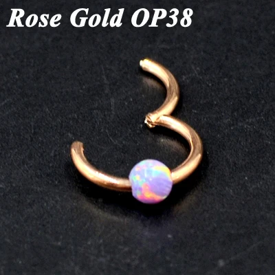 Rose Gold OP38 1 шт. G23 титановый шарнирный сегмент кольцо с опалом камень опал губы ниппель хряща трагус спираль носовая перегородка кликер пирсинг ювелирные изделия - Окраска металла: Rose Gold OP38