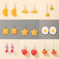 docona new fashion fruit vegetable drop earring for women charming colorful resin geometric earrings party jewelry accessory