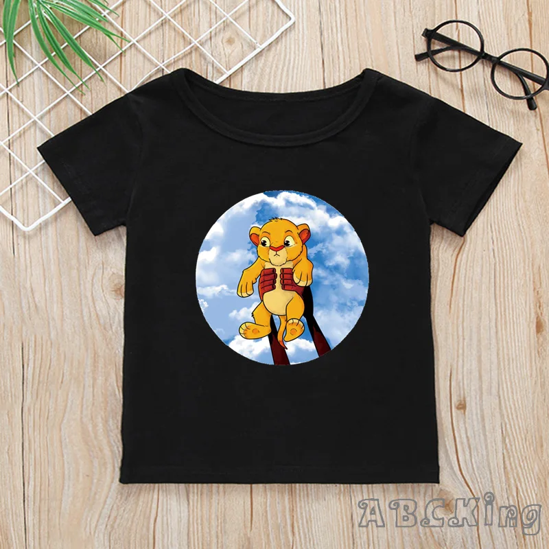 Детская футболка с принтом Король Лев муфаса и Симба летние топы короткими