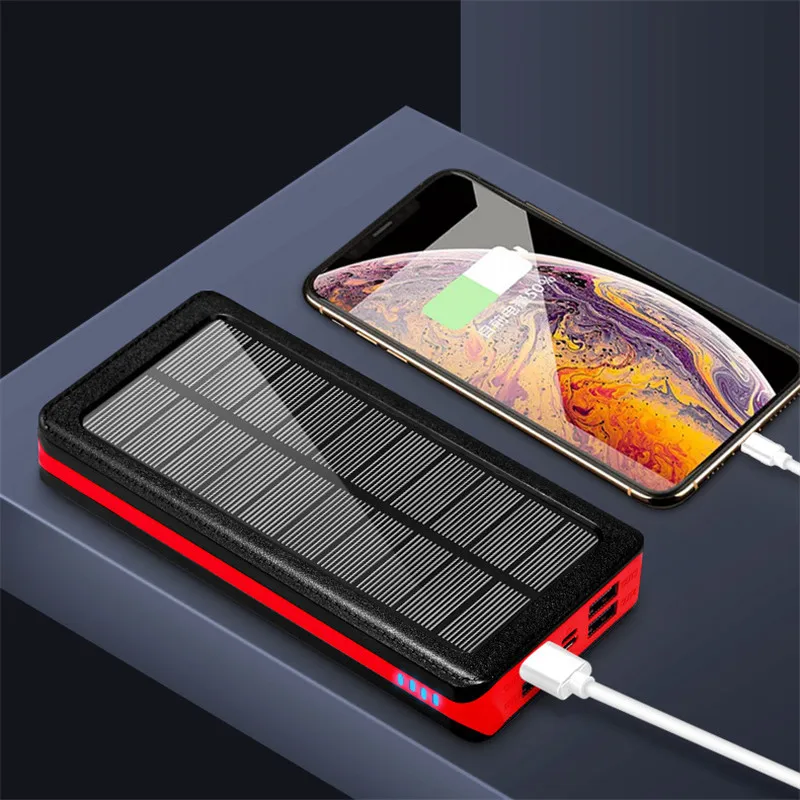 2021 80000mah solar powerbank phone fast charger portable with led light 4 usb ports external battery for xiaomi iphone samsung free global shipping