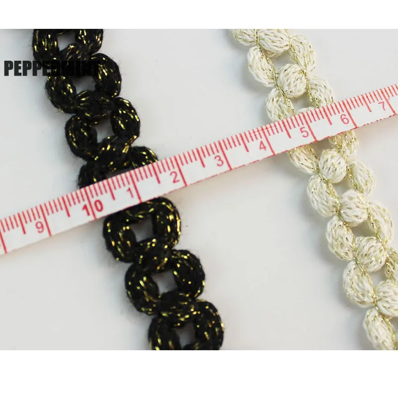 2 ярда 16 мм золотая тесьма отделка хлопковой веревки кружевная одежды черная