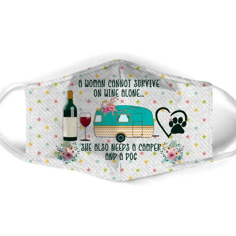 

Romantic Camping Face Mask Halloween Christmas Face Mask, Washable Reusable 3D