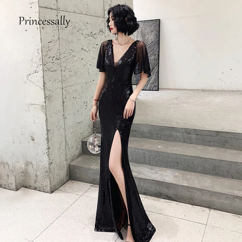 Vestidos новинка черное платье русалки для выпускного вечера вечернее сексуальное с