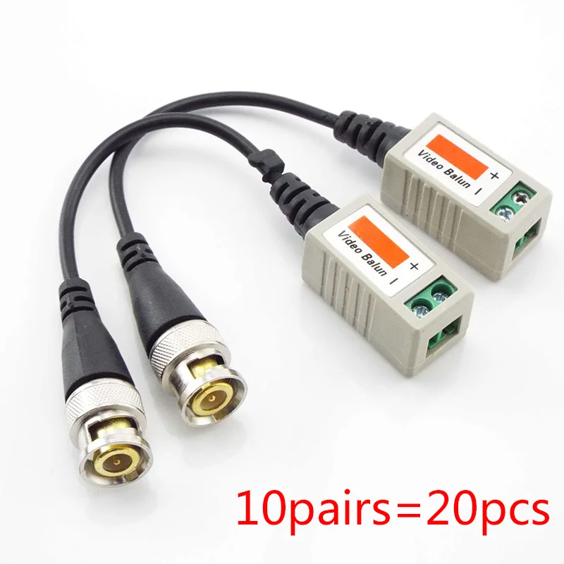 10 пар (20 шт.) футов витая пара пассивные трансиверы Кабель BNC Cat5 адаптер для камеры