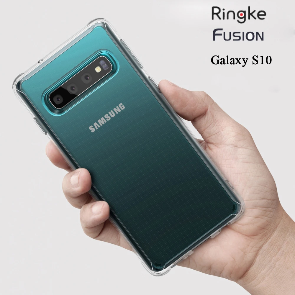 Силиконовый чехол Ringke Fusion для Galaxy S10 гибкий ТПУ и прозрачный жесткий Гибридный