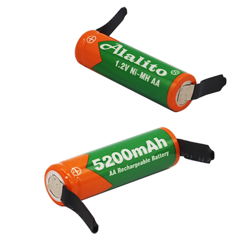 Ni mh 1 2 V AA перезаряжаемая батарея 5200mah nimh cell Green shell со сварочными вкладками для