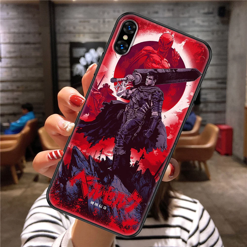 Чехол для телефона с рисунком аниме берзер iphone 5 5s se 2 6 6s 7 8 12 mini plus X XS XR 11 PRO MAX черный