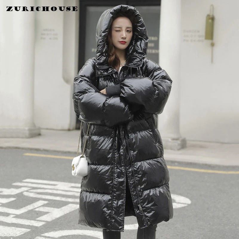 Зимний пуховик ZURICHOUSE Женская длинная пуховая парка с капюшоном 2021 модное