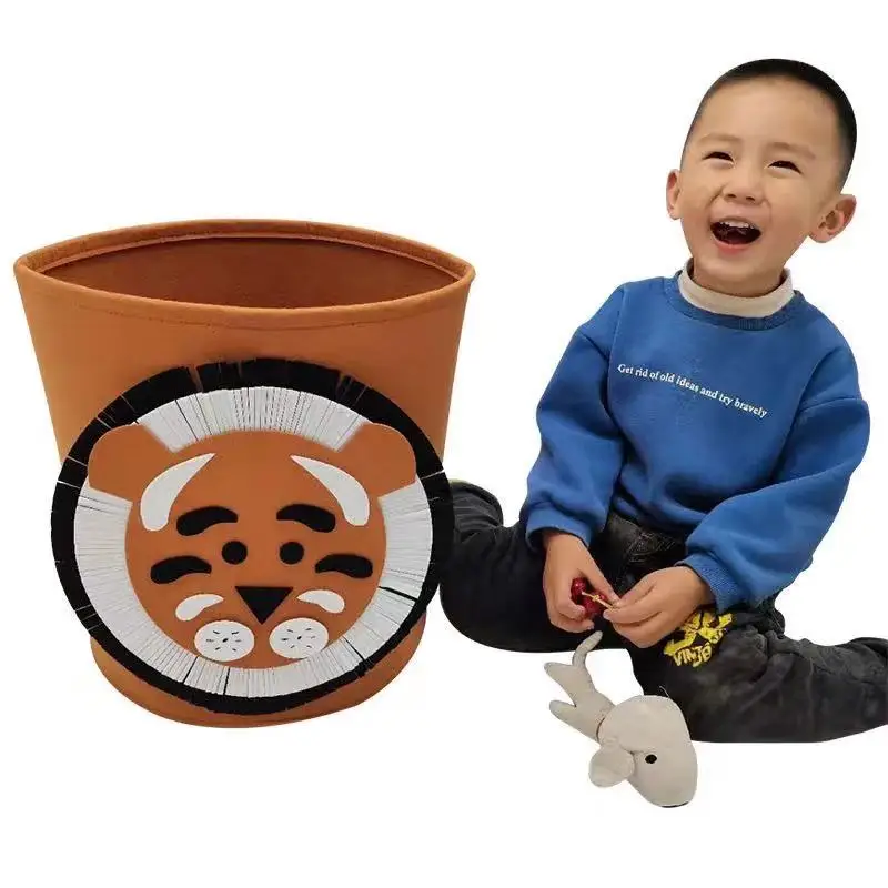 Ведро для хранения из фетра с изображением мультяшных животных Льва грязной