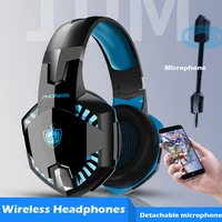 wireless gaming headphones strong bass bluetooth compatible 5 0 headsetremovable microphe earphoneslow delay for game