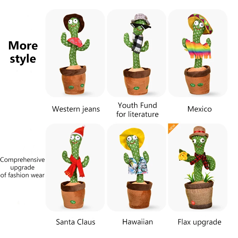CAIBEI говорящий кактус электронные плюшевые игрушки танцор пение и танцы для детей