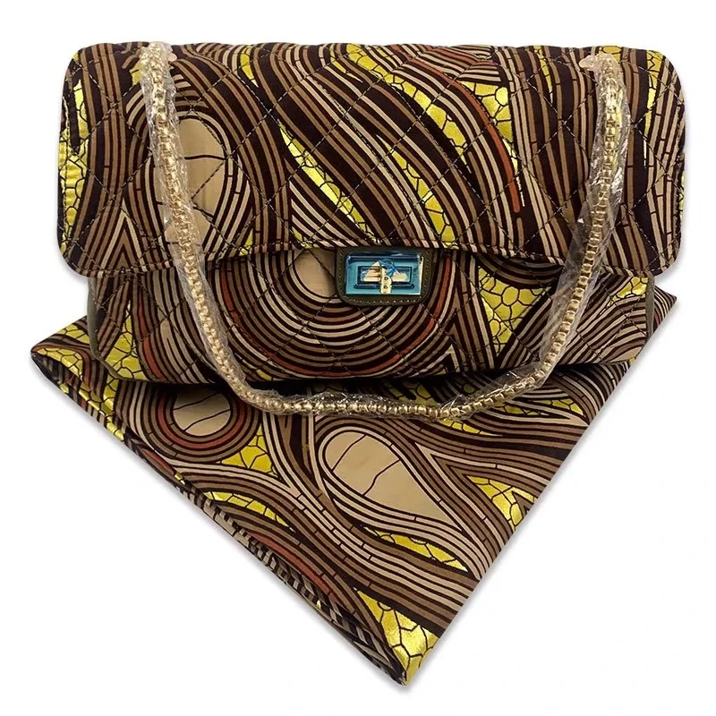 

Veritble Wax African Dye Fabrics Textile For Dresses Real Soft Ankara Wax Bags Set Fabric+Bag High Quality Sewing Material SP-ER