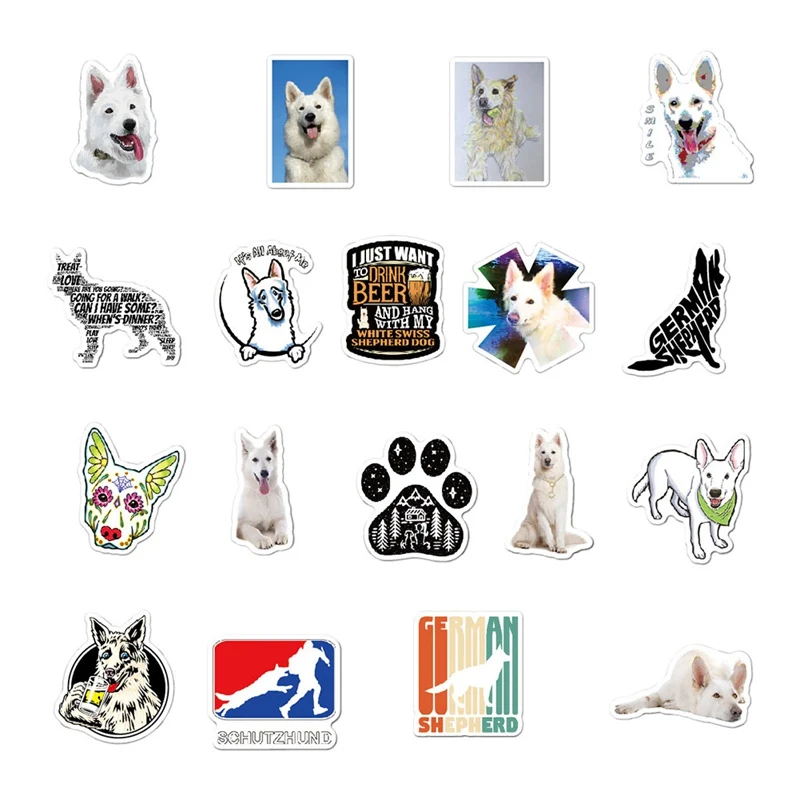 53Pcs Animal Dog White Swiss Shepherd Pet Waterproof Sticker PVC Graffiti For Skateboard Guitar Laptop Cool Decals | Канцтовары для