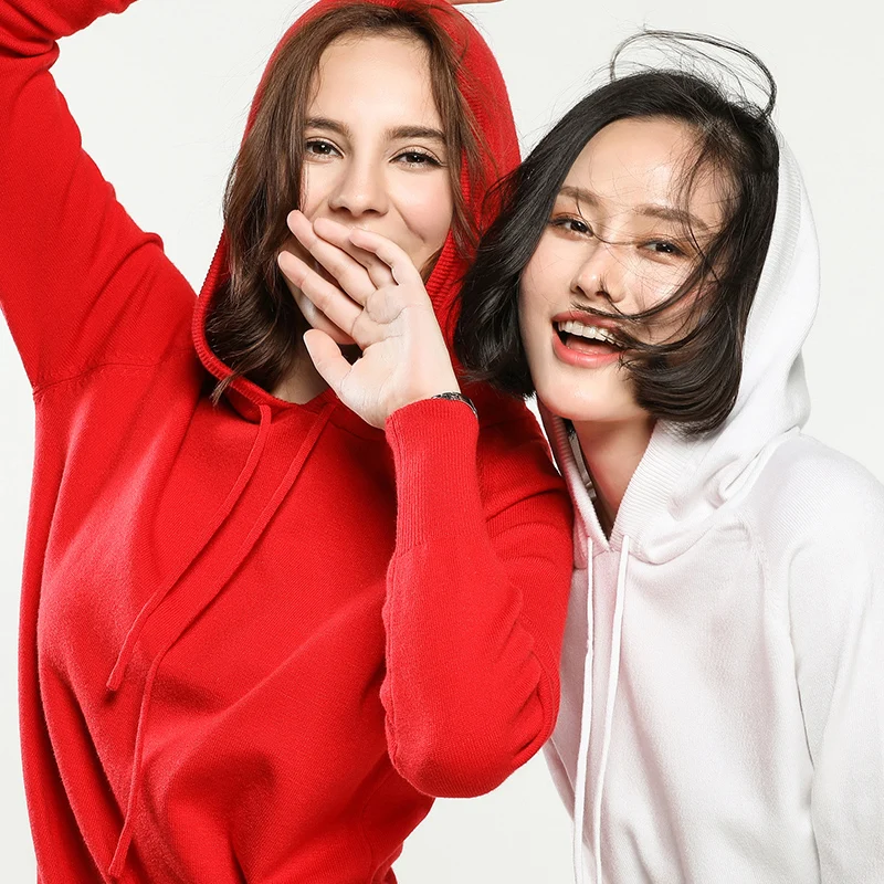 Женский пуловер с капюшоном осенние и зимние модели длинными рукавами Свободный