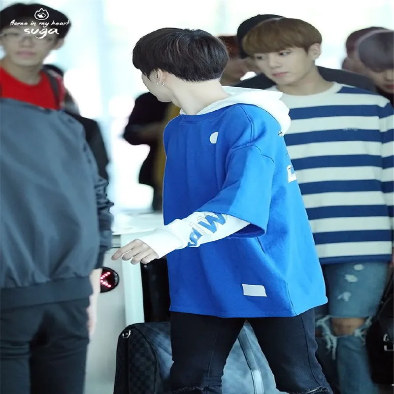 Kpop Bangtan Boys Min Yanqi Suga однотонная Повседневная Свободная куртка с капюшоном длинным