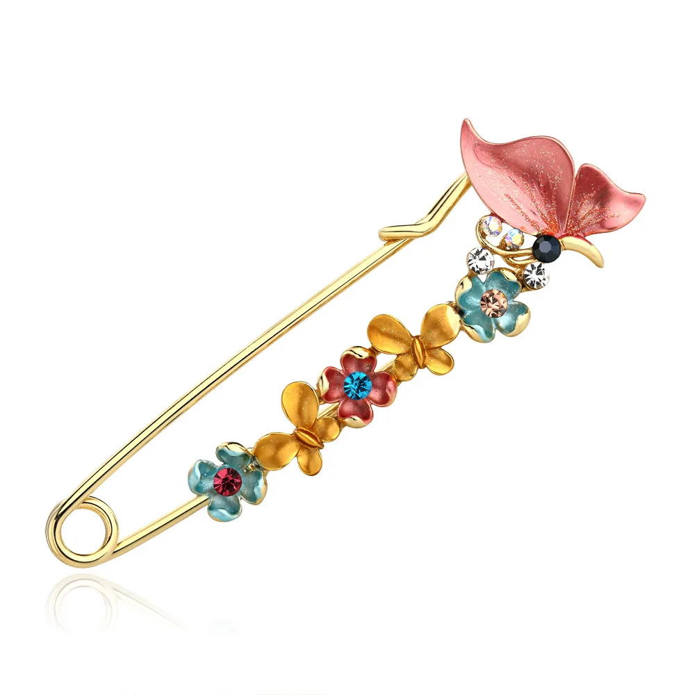 DoreenBeads цветение цветок брошь бабочка стразы с финифтью женские ювелирные изделия