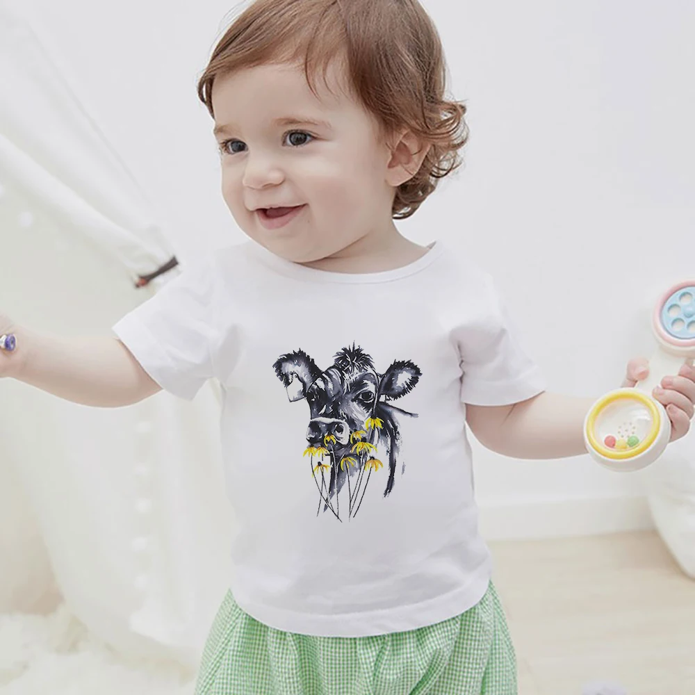 

Vegan T shirt Girl 10 Year Summer Home Casual Artsy Clothes Loose Round Neck Vetement Enfant Brother and Sister Clothing Child