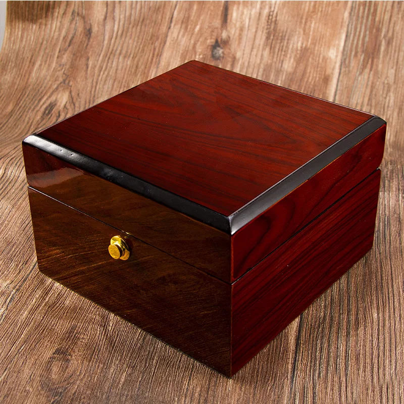 

Premium Wooden Watch Box Single Gird Holder with Removable Cushion Showcase Jewelry Storage Box