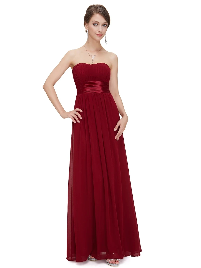 

Ever Pretty Strapless Ruched Bust Burgundy Chiffon Long Evening Dress EP09955 Vestidos De Gala