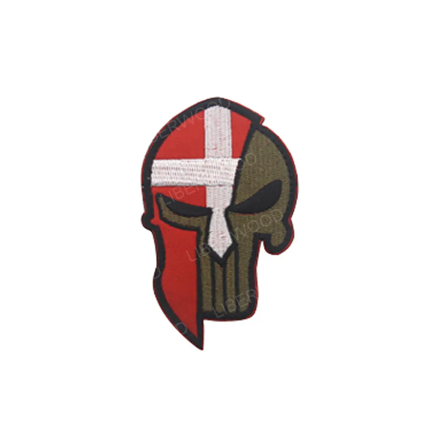 Denmark Spartan Каратель Спартанский череп шлем Россия Американский Израиль Канада Испанский Великобритания Чешский Немецкий флаг патч тактический боевой дух нашивки значки - Цвет: Denmark Spartan