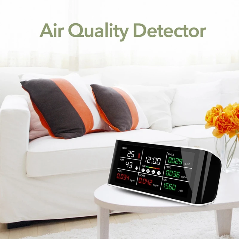 

Portable CO2 Meter PM2.5 PM10 HCHO TOVC Temperature Humidity Infrared NDIR Detector Multifunctional Air Quality Analyzer