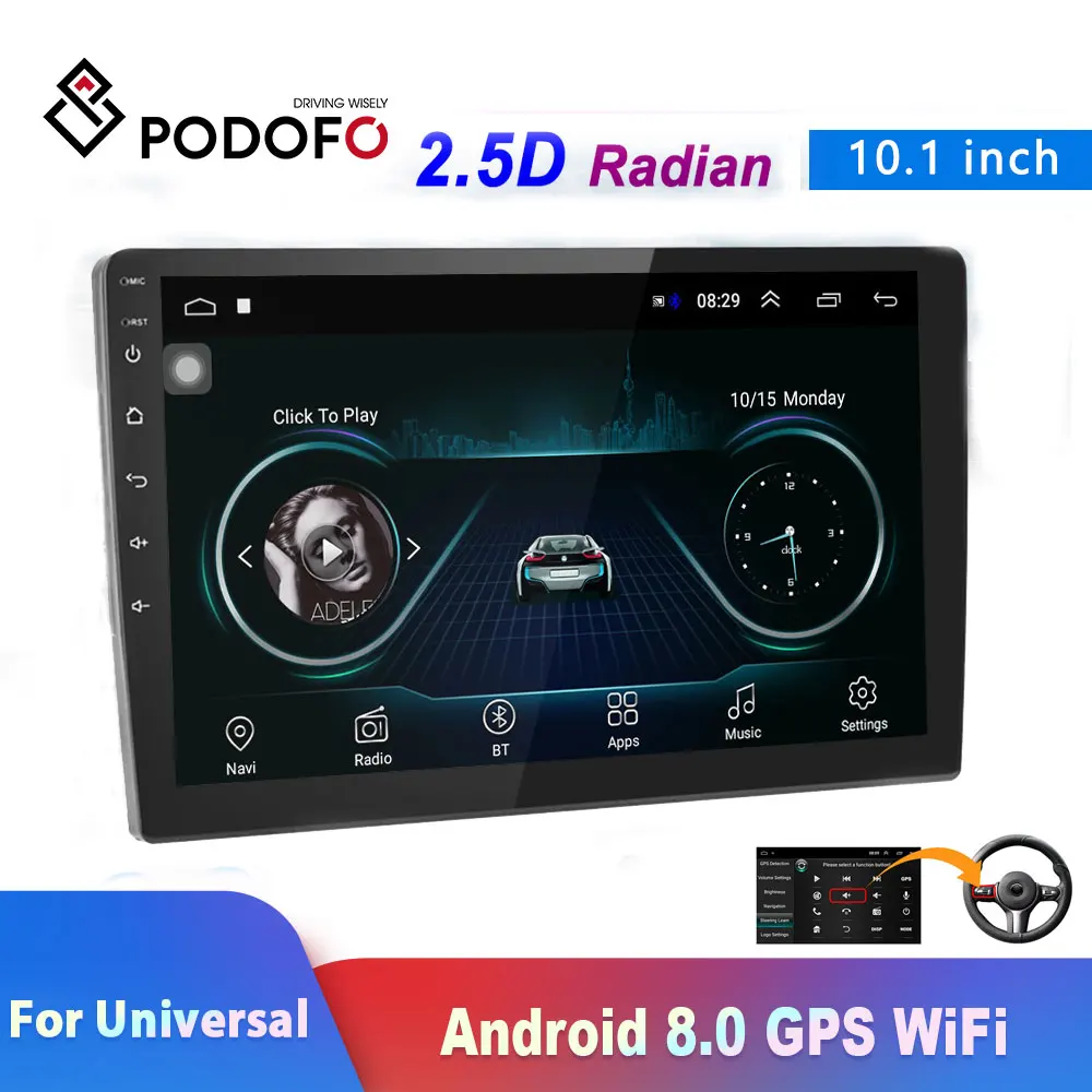 Podofo 2din автомобильное радио 10,1 ''Android 8,0 1080P Авторадио gps навигация WiFi ISO Android ссылка для универсального 2Din стерео автомобиля