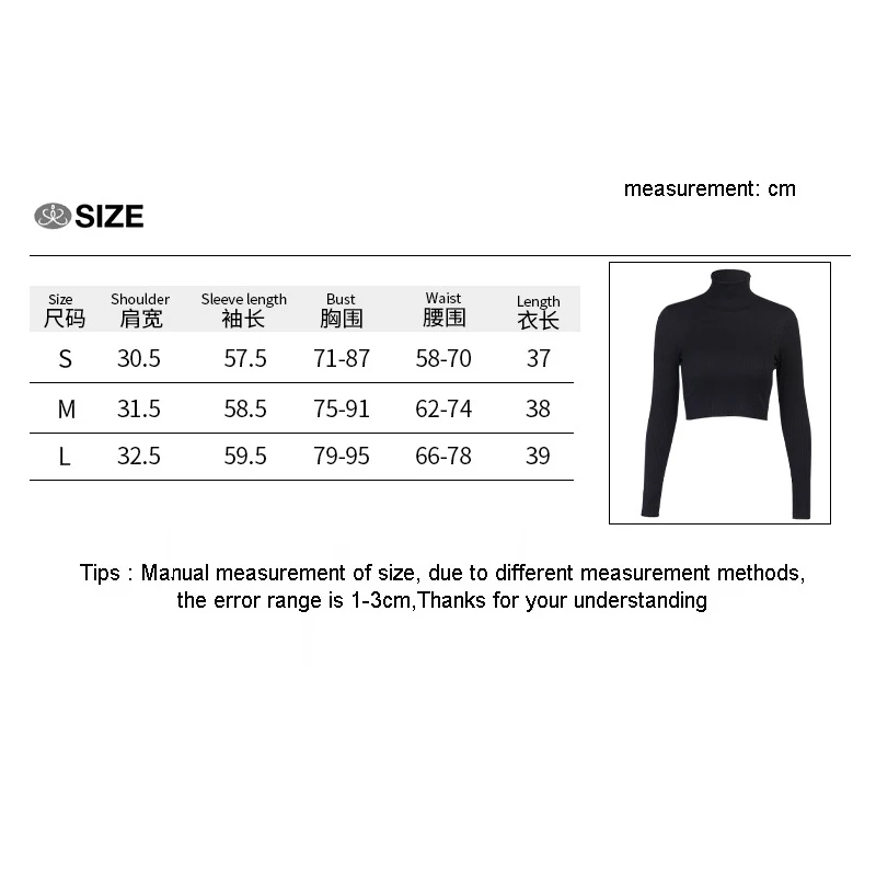 

Turtleneck Pullover Sweater Women Clothing Autumn New Long Sleeve Solid Fashion Street Wear Casual Basic Short Knit Tops
