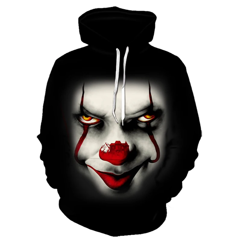 Толстовки с капюшоном 3D принтом клоуна Мужская и Женская толстовка изображением